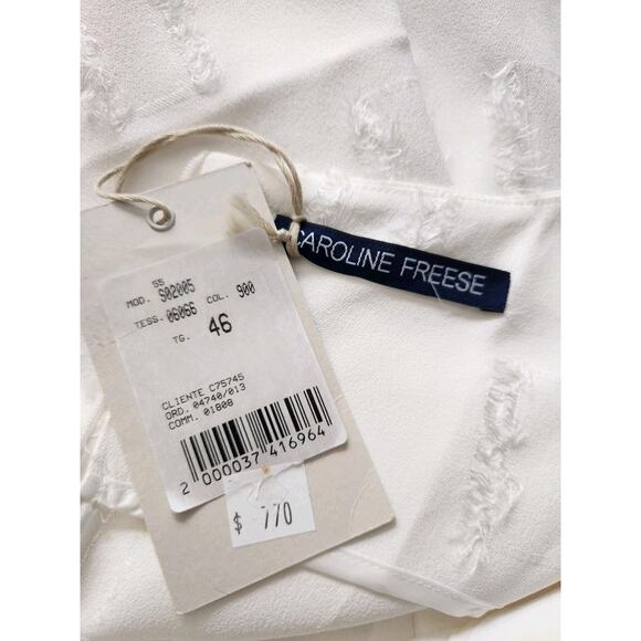 NWT Carolina Freese White Distressed Midi Dress Size 46 Italy Lagenlook Resort - Picture 5 of 11